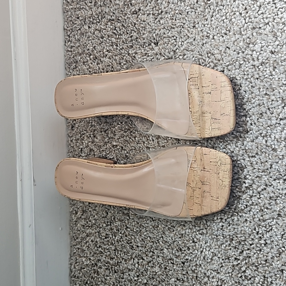 A New Day clear and cork heels 6.5